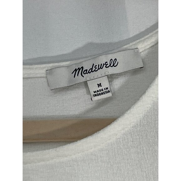 Madewell White Flutter Sleeve Blouse Womens M Polyester Blend Lightweight - Picture 4 of 8